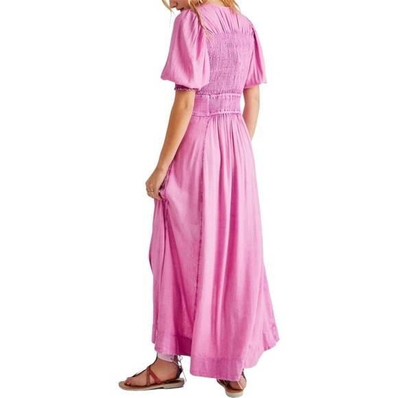 NWT Free People String of Hearts Cutout Maxi Dress Pink Crocus Size Medium NEW - Picture 6 of 16